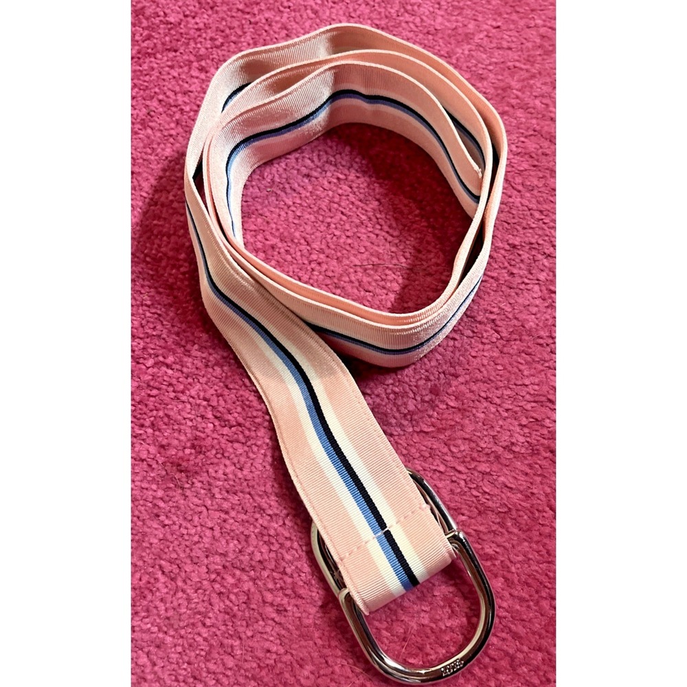 VTG Polo Ralph Lauren RL67 Fabric Belt  Pink Blue Stripe USA Made Preppy - Picture 7 of 8